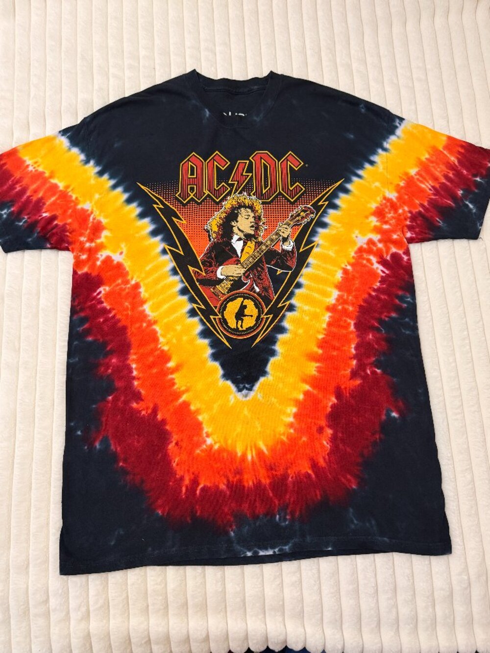 AC/DC Liquid Blue Tie Dye Graphic Band T-Shirt Men’s 2XL Rock Tee